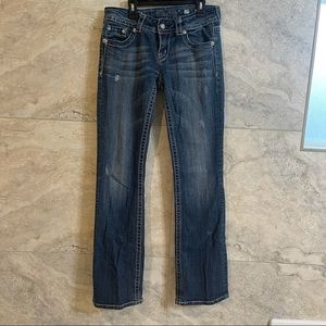 Miss Me brand bootcut jeans. Size 29. Well-loved. Approximately 32” inseam.